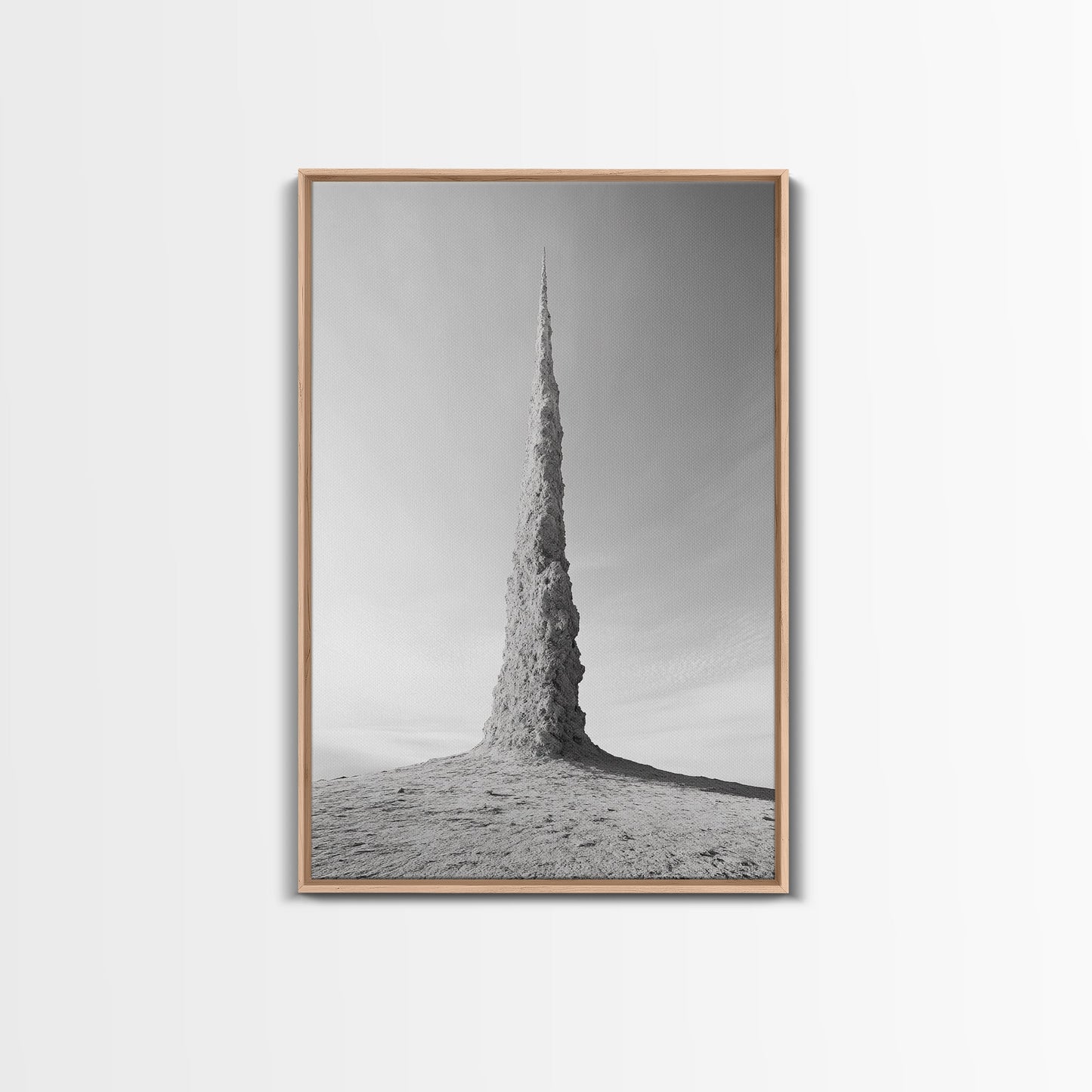 Rock Spire, Desert Sculpture, Abstract Form, Canvas Print, Surreal Landscape Art, Minimalist Wall Decor, Earthy Modern Home Accent Light Oak Floater
