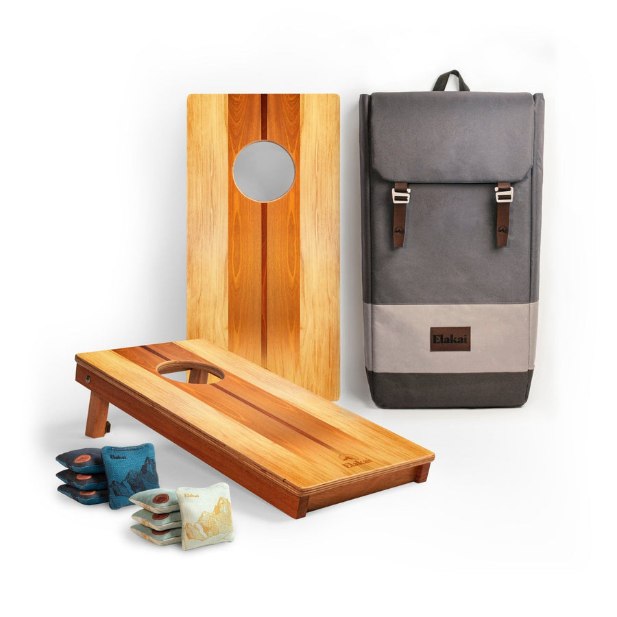 1ft x 2ft Graphic Wood Travel Cornhole Set | Natural Surf Beach Collection Woody