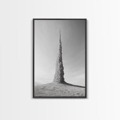 Rock Spire, Desert Sculpture, Abstract Form, Canvas Print, Surreal Landscape Art, Minimalist Wall Decor, Earthy Modern Home Accent Black Frame