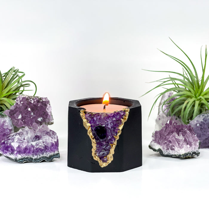 Dark Amethyst Candle Holder