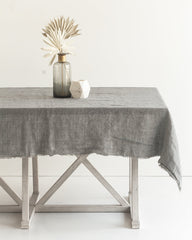 Stone Washed Linen Tablecloth Oyster