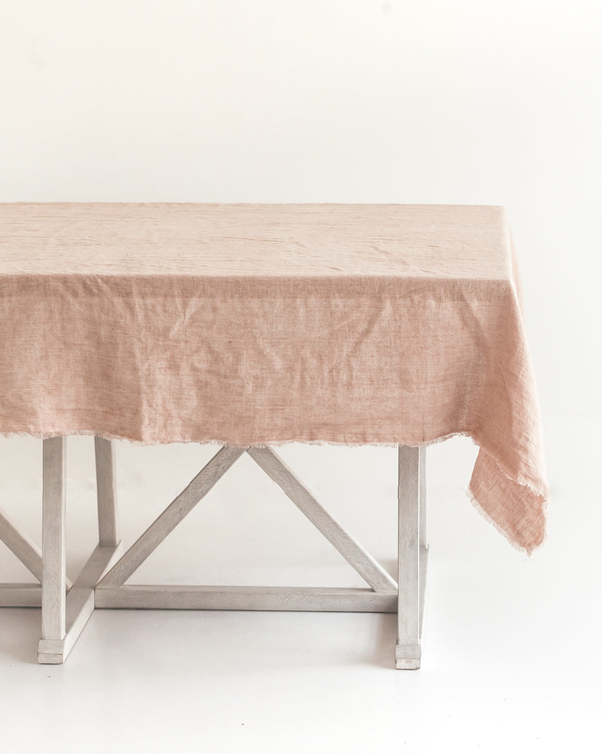 Stone Washed Linen Tablecloth Blush
