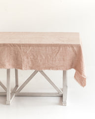 Stone Washed Linen Tablecloth Blush