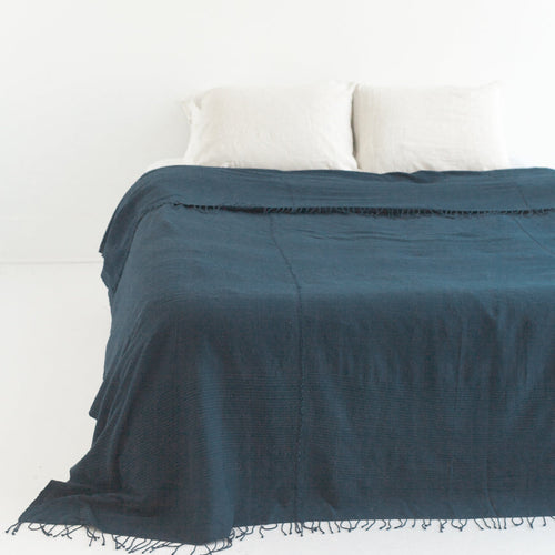 3 Panel Solid Cotton Blanket Navy 90 x 120