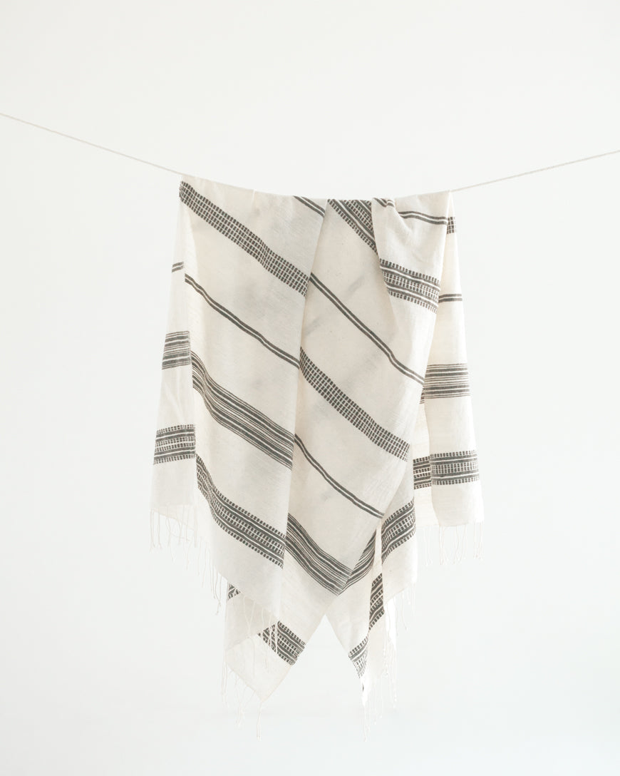 Aden Cotton Bath Towel Natural with Grey