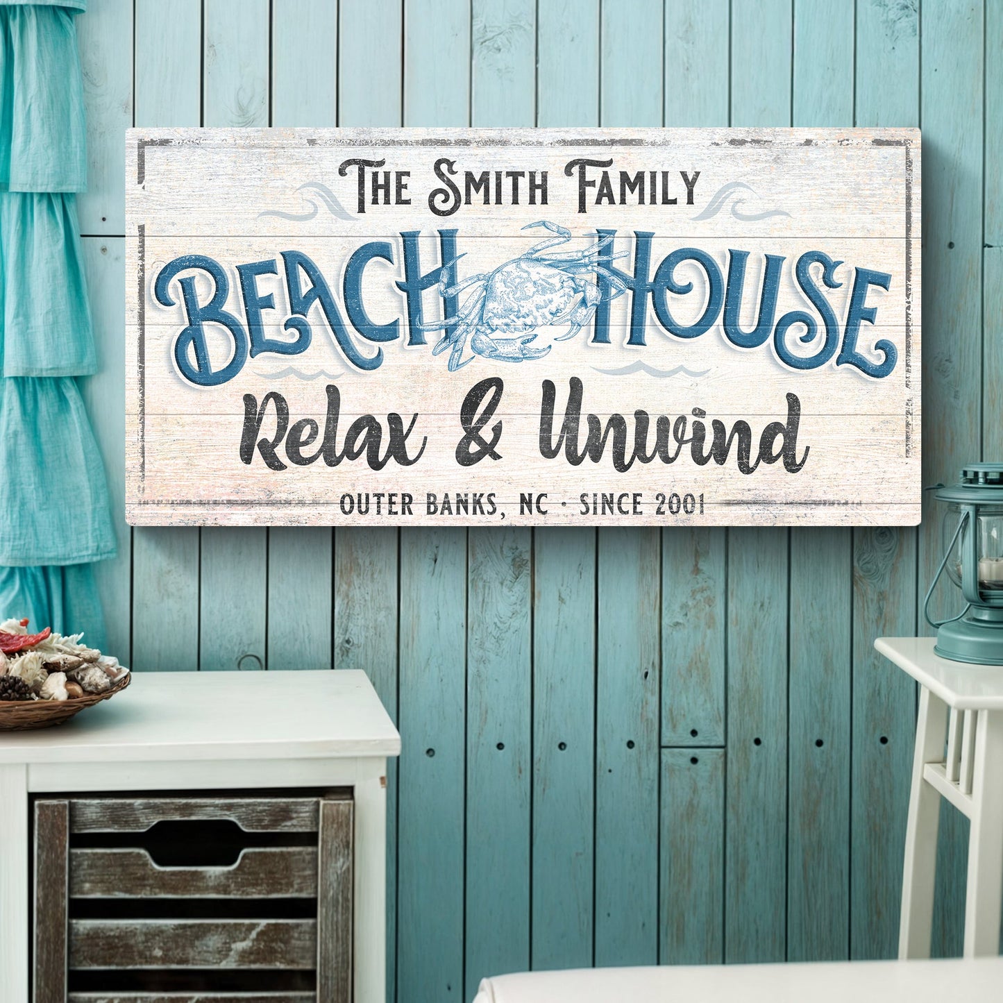 Beach House Sign IV 60x30 inch Extra Large Premium Gallery Wrapped