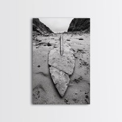 Fossil Rock Shore, Beach Minimalism, Sand Texture Art, Canvas Print, Coastal Wall Art, Natural History Decor, Abstract Earthy Art Gallery Wrap Canvas - Ready To Hang