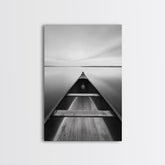 Canoe, Lake, Calm, Horizon - Minimalist lake paddle scene, Framed Canvas Print, peaceful home office art, Scandinavian decor, wilderness print Gallery Wrap Canvas - Ready To Hang