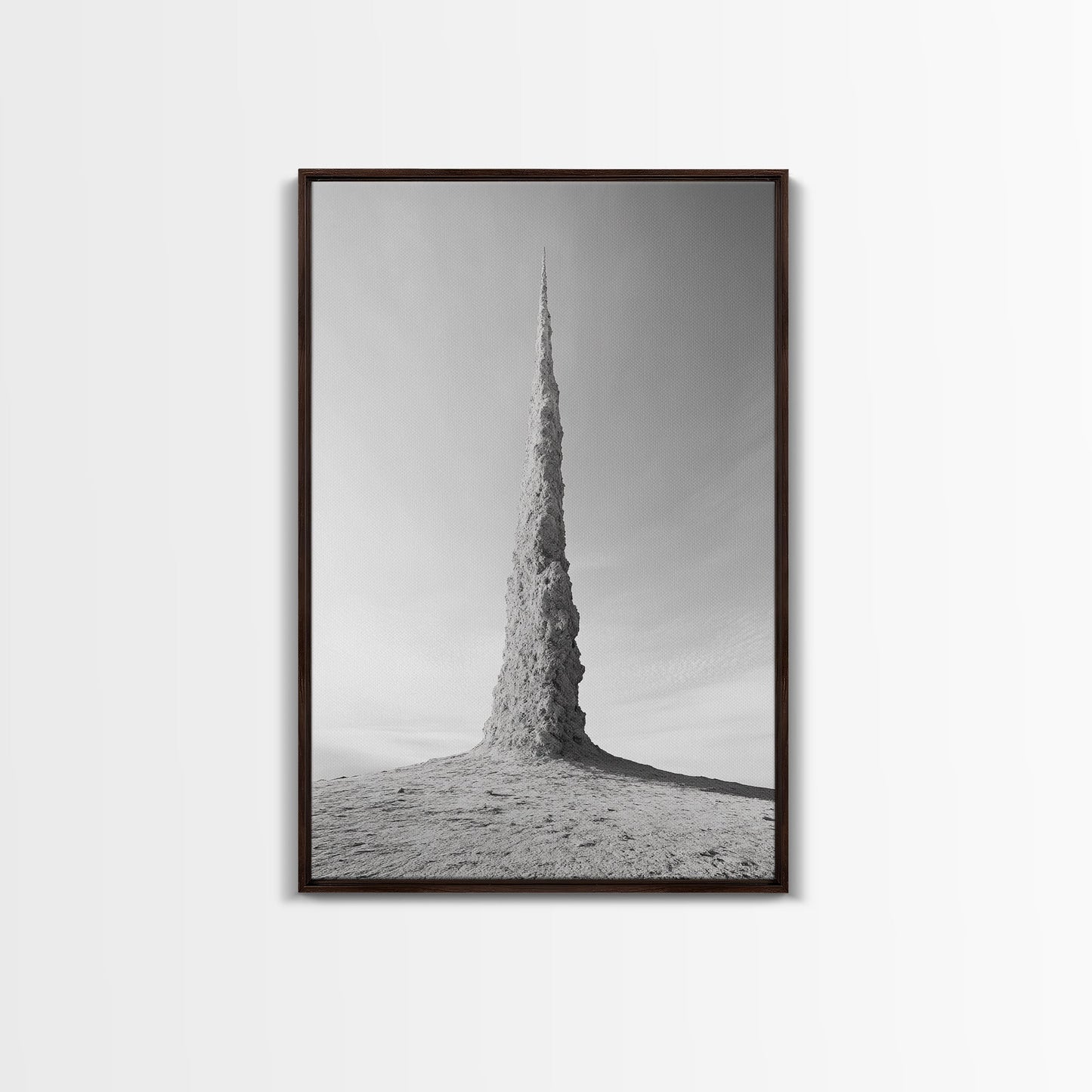 Rock Spire, Desert Sculpture, Abstract Form, Canvas Print, Surreal Landscape Art, Minimalist Wall Decor, Earthy Modern Home Accent Dark Brown Floater