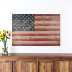 36" USA Flag Wood Plank Wall Art