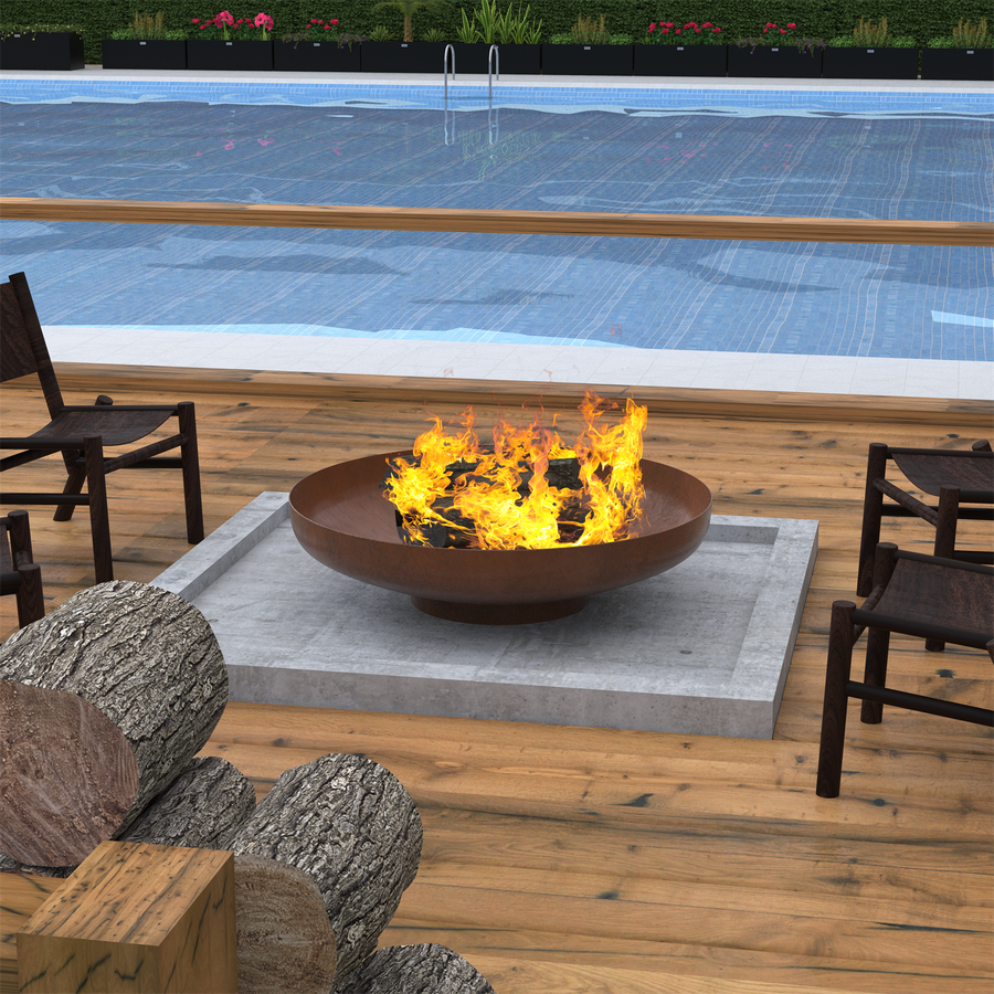 28" Minimalist Wood Burning Steel Firepit