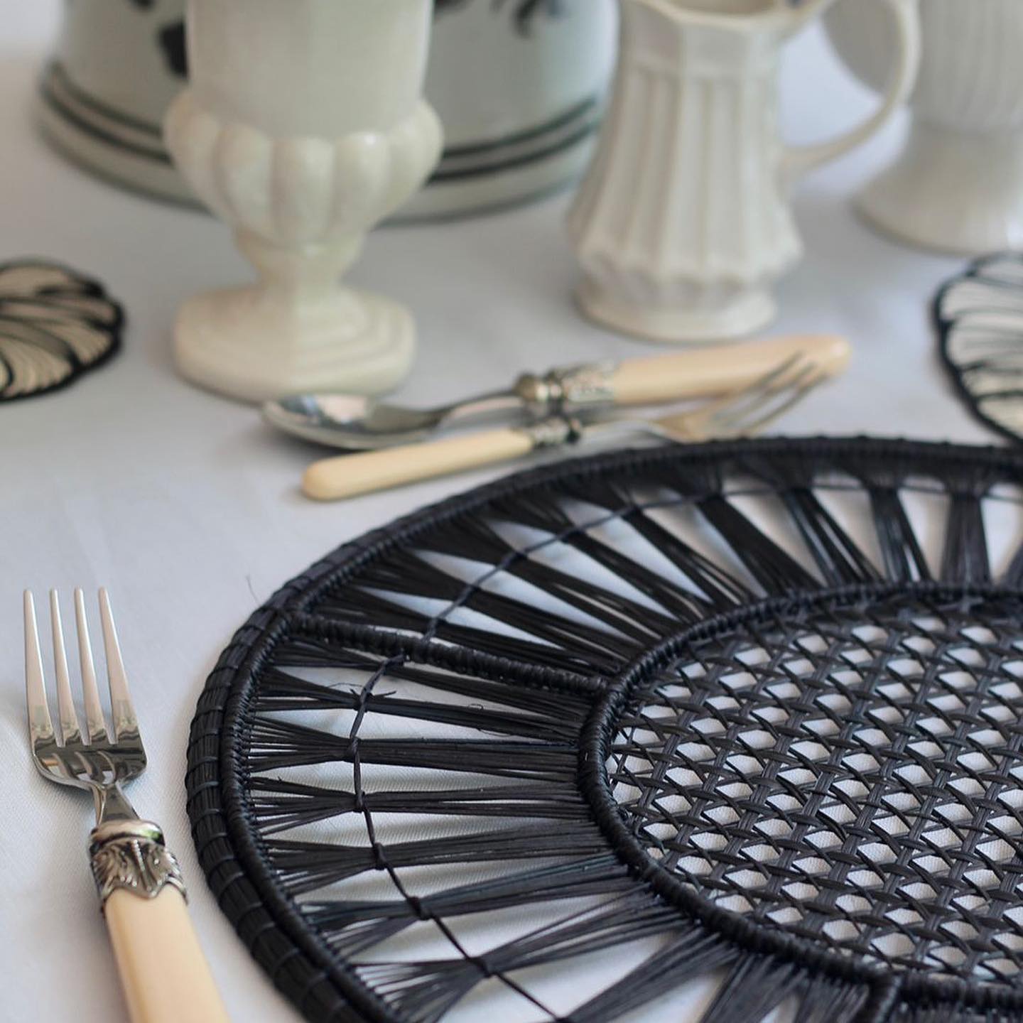 Radiant Woven Placemat Solid Color Navy Blue
