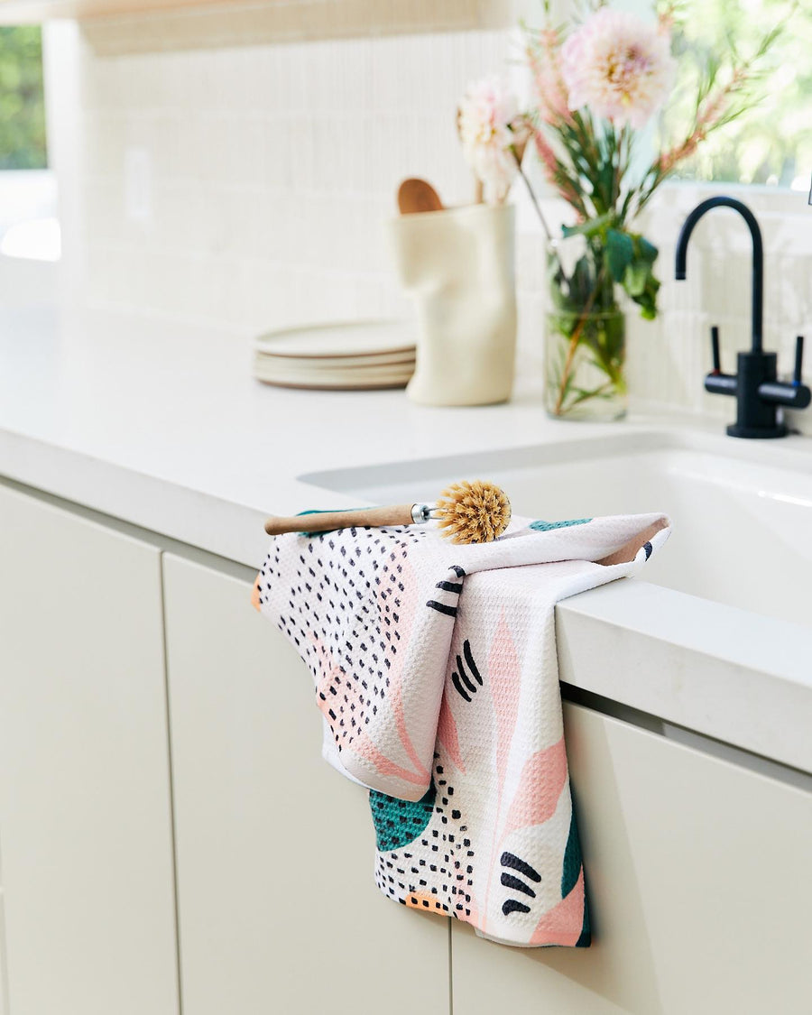Pumpkin Patchwork Geometry Tea Towel