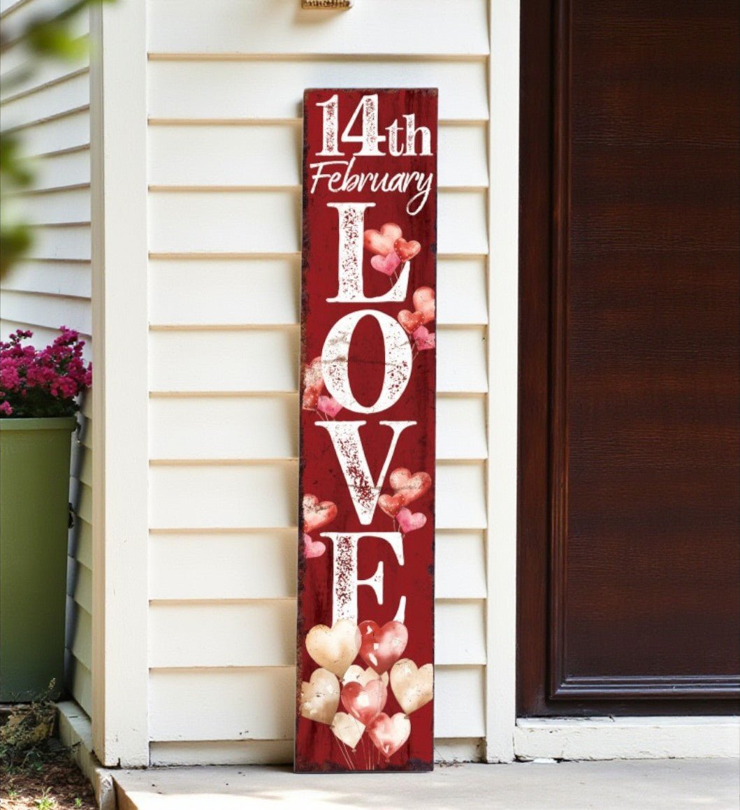 48" Red & White Solid Wood LOVE Valentine’s Day Porch Sign