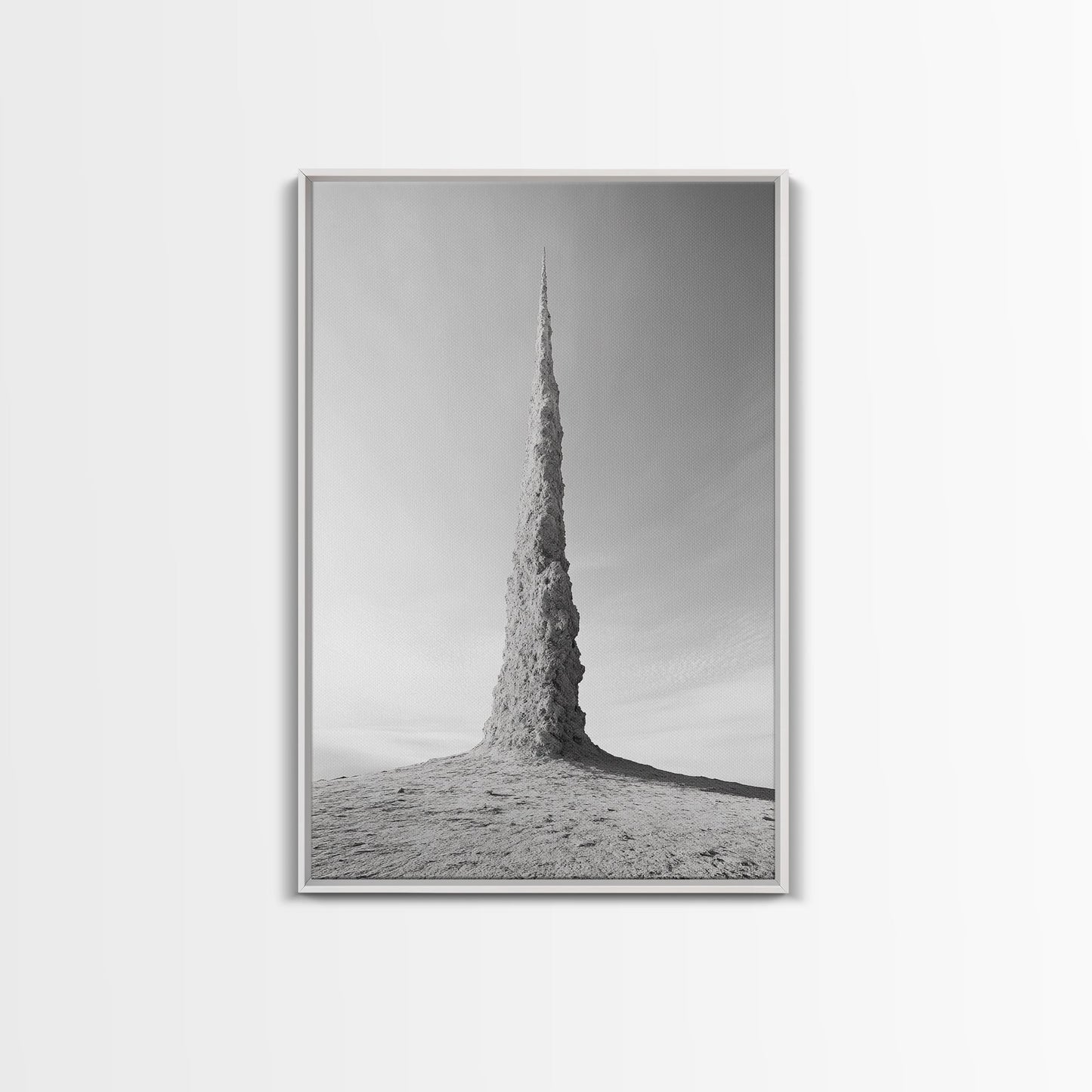 Rock Spire, Desert Sculpture, Abstract Form, Canvas Print, Surreal Landscape Art, Minimalist Wall Decor, Earthy Modern Home Accent White Floater