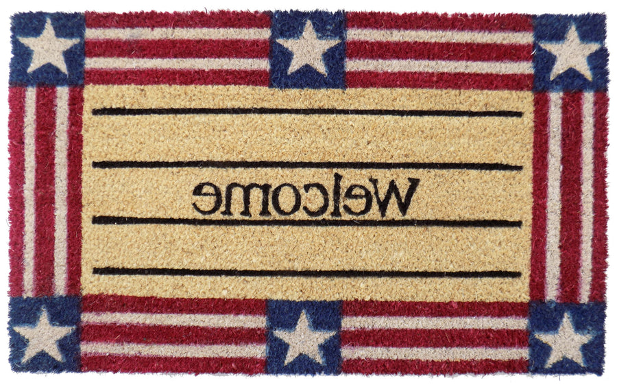 18" X 30" Red White And Blue Coir Patriotic Welcome Outdoor Door Mat