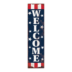 36" Red White And Blue Americana Wood Welcome Reversible Porch Sign