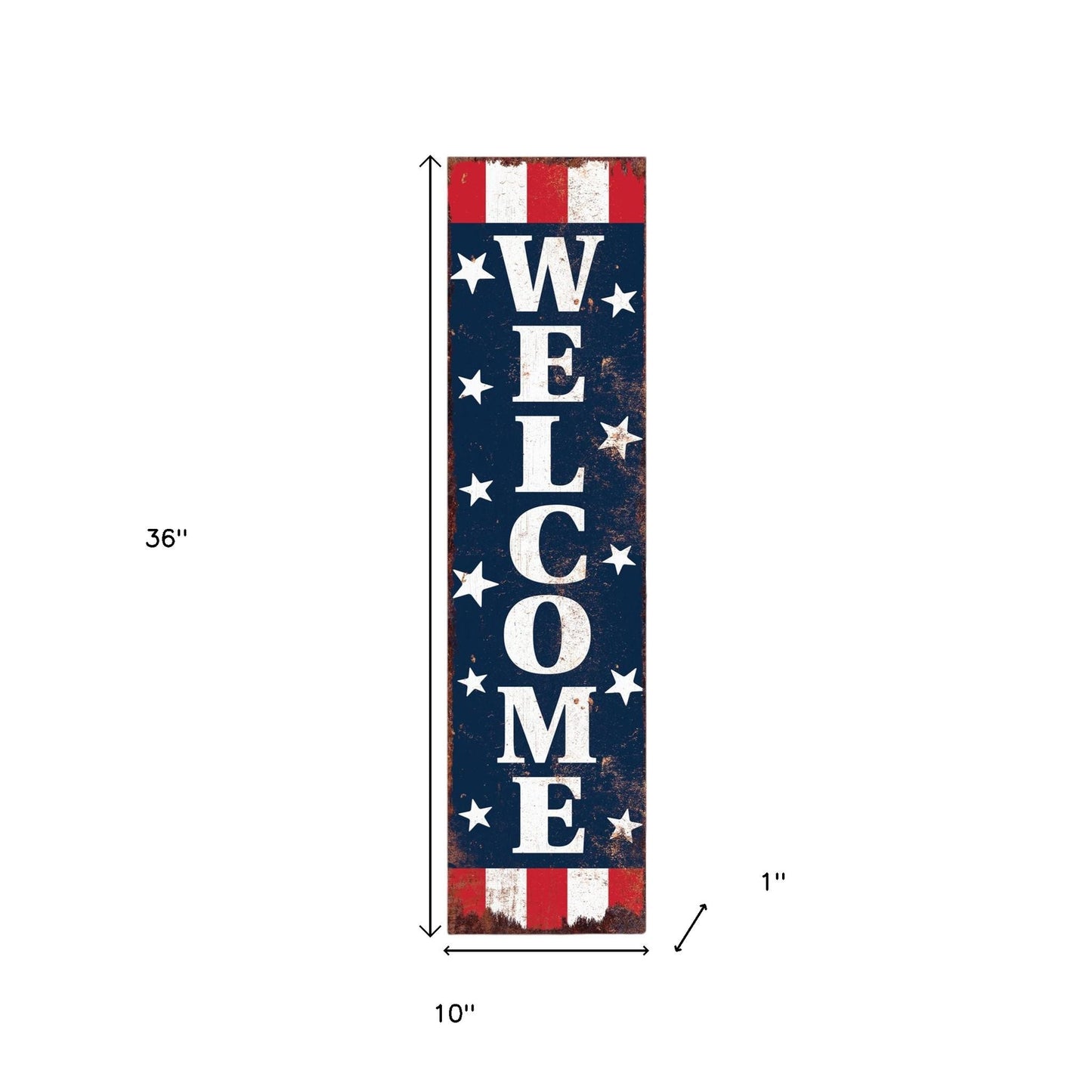 36" Red White And Blue Americana Wood Welcome Reversible Porch Sign