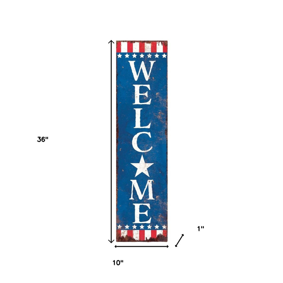 36" Red White And Blue July Fourth Wood Welcome Reversible Porch Sign