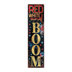 36" Red White And Blue July Fourth Wood Welcome Reversible Porch Sign