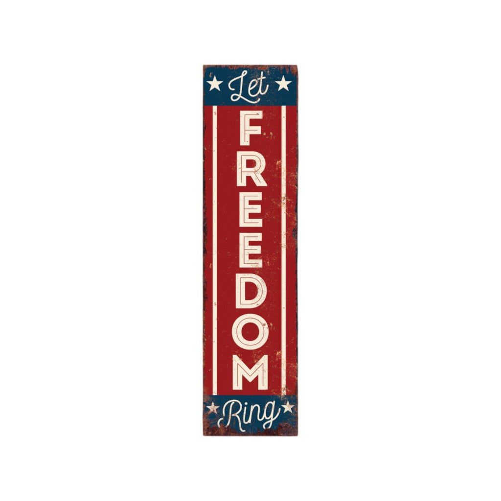 36" Red White And Blue Americana Solid Wood Welcome Reversible Porch Sign