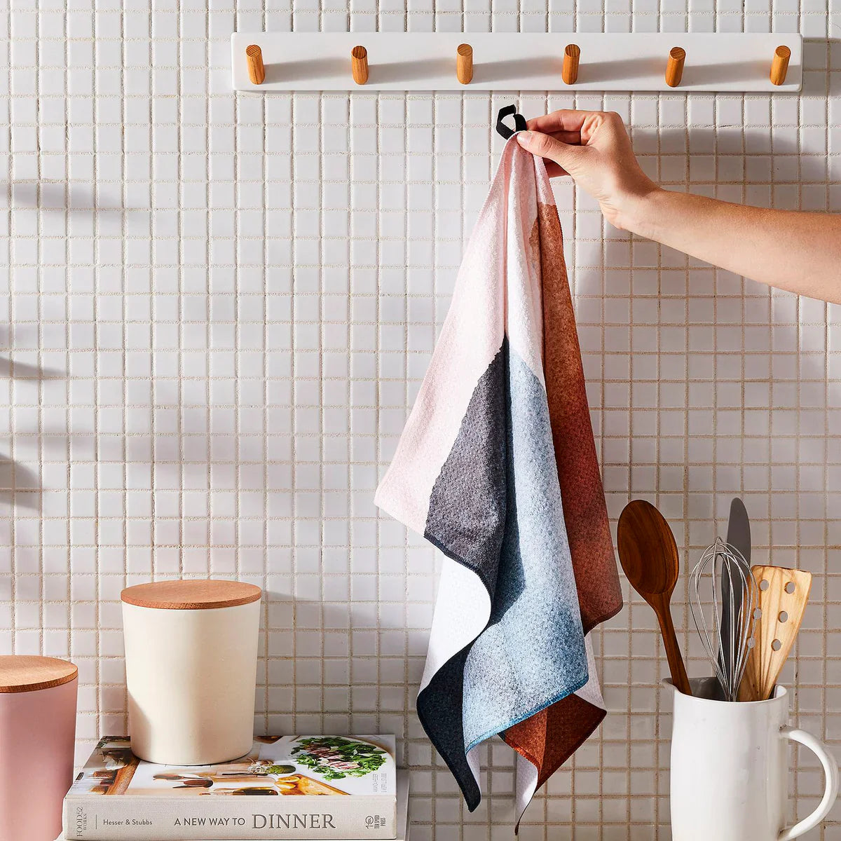 Ghosting Around Geometry Tea Towel