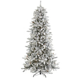 7.5’ Flocked Livingston Fir Artificial Christmas Tree with Pine Cones