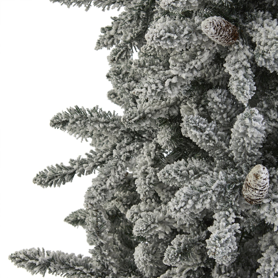 7.5’ Flocked Livingston Fir Artificial Christmas Tree with Pine Cones