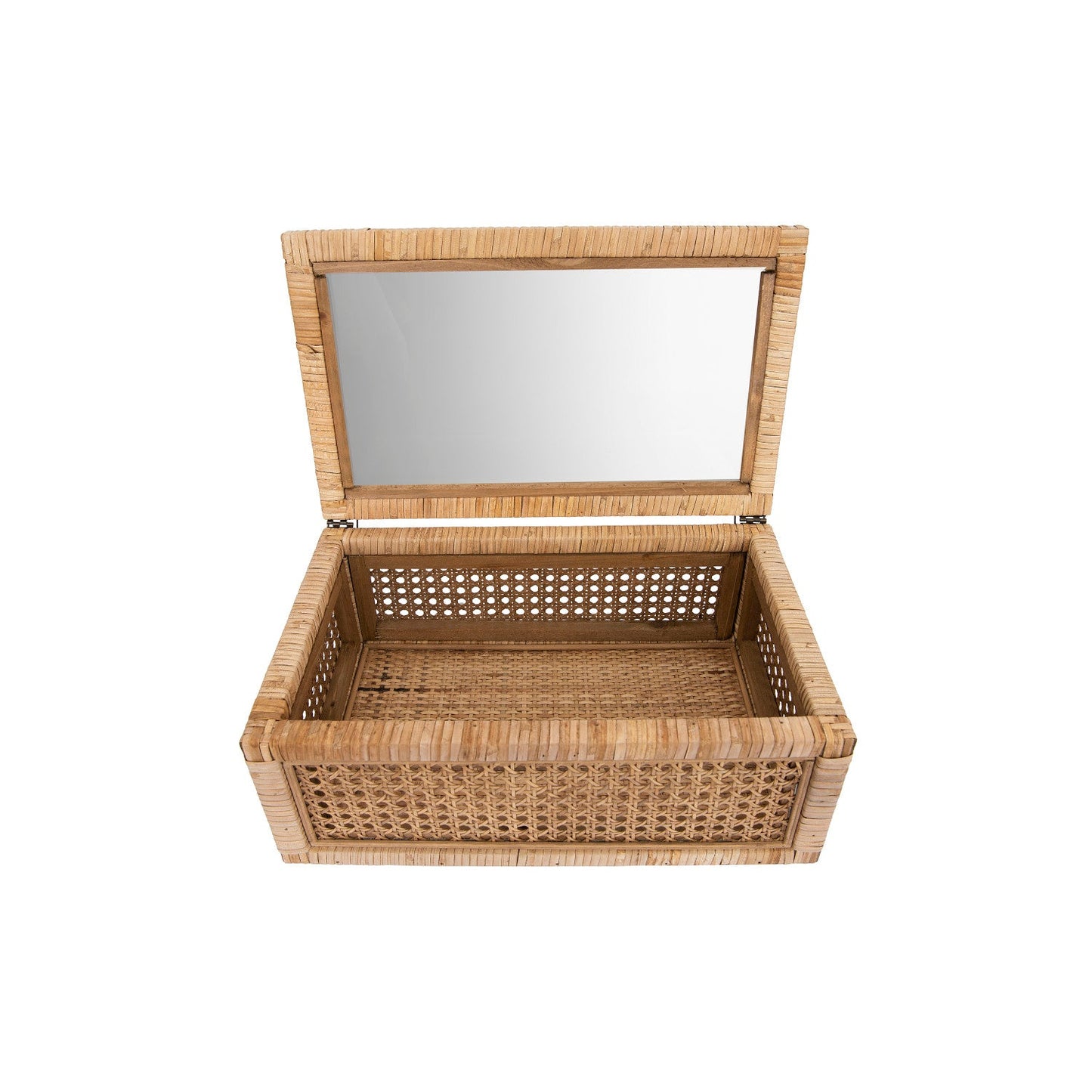Woven Rattan Wood Display Boxes with Glass Lid | 2 Sizes