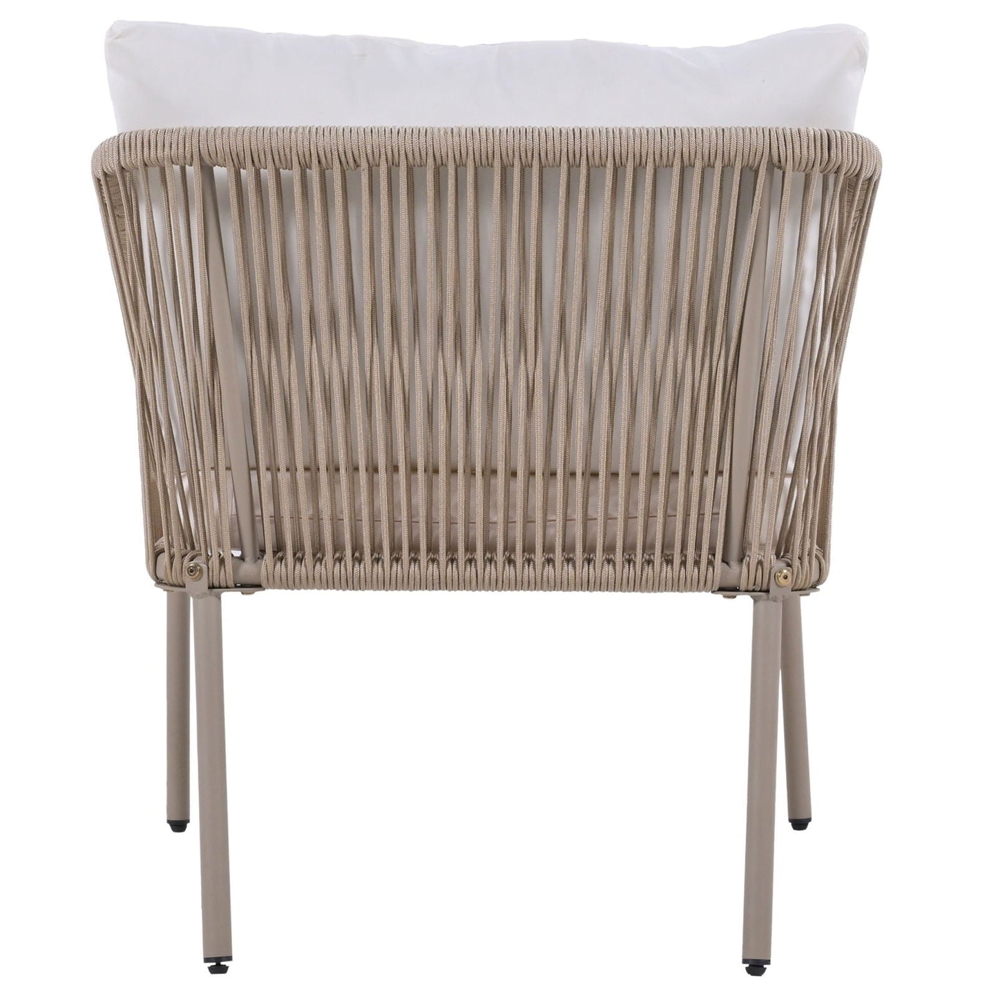 Elegant Rope-Woven Steel Outdoor Lounge Set with Tempered Glass Table