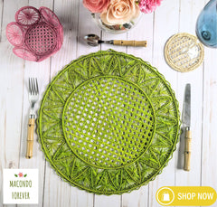 Pyramid Woven Placemat Solid Color Light Green