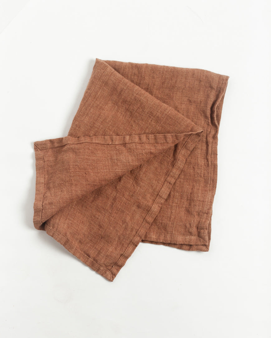 Stone Washed Linen Tea Towel Terra Cotta
