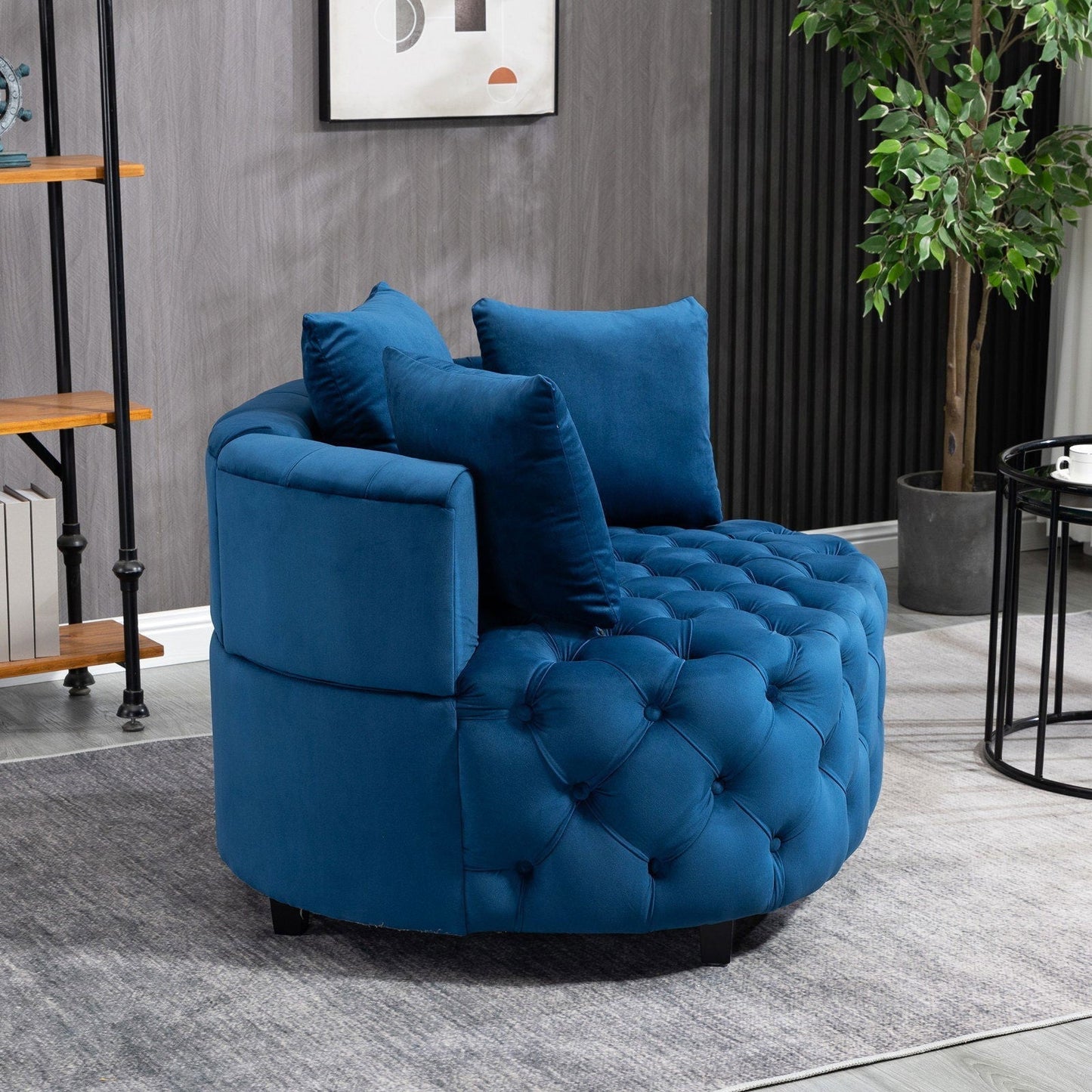 Matthias Plush Velvet Barrel Chair with Solid Wood Legs - Available in 3 Colors