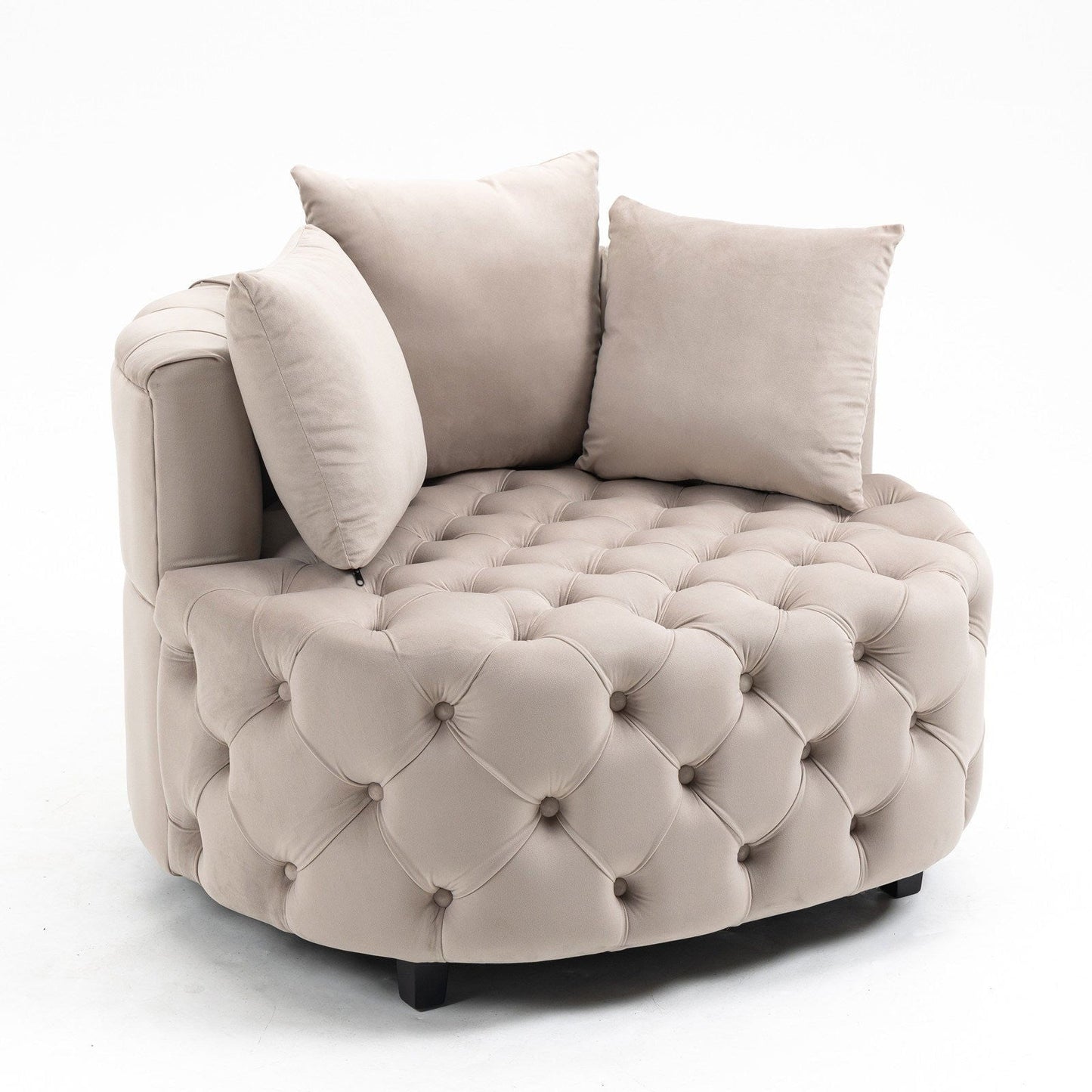 Matthias Plush Velvet Barrel Chair with Solid Wood Legs - Available in 3 Colors