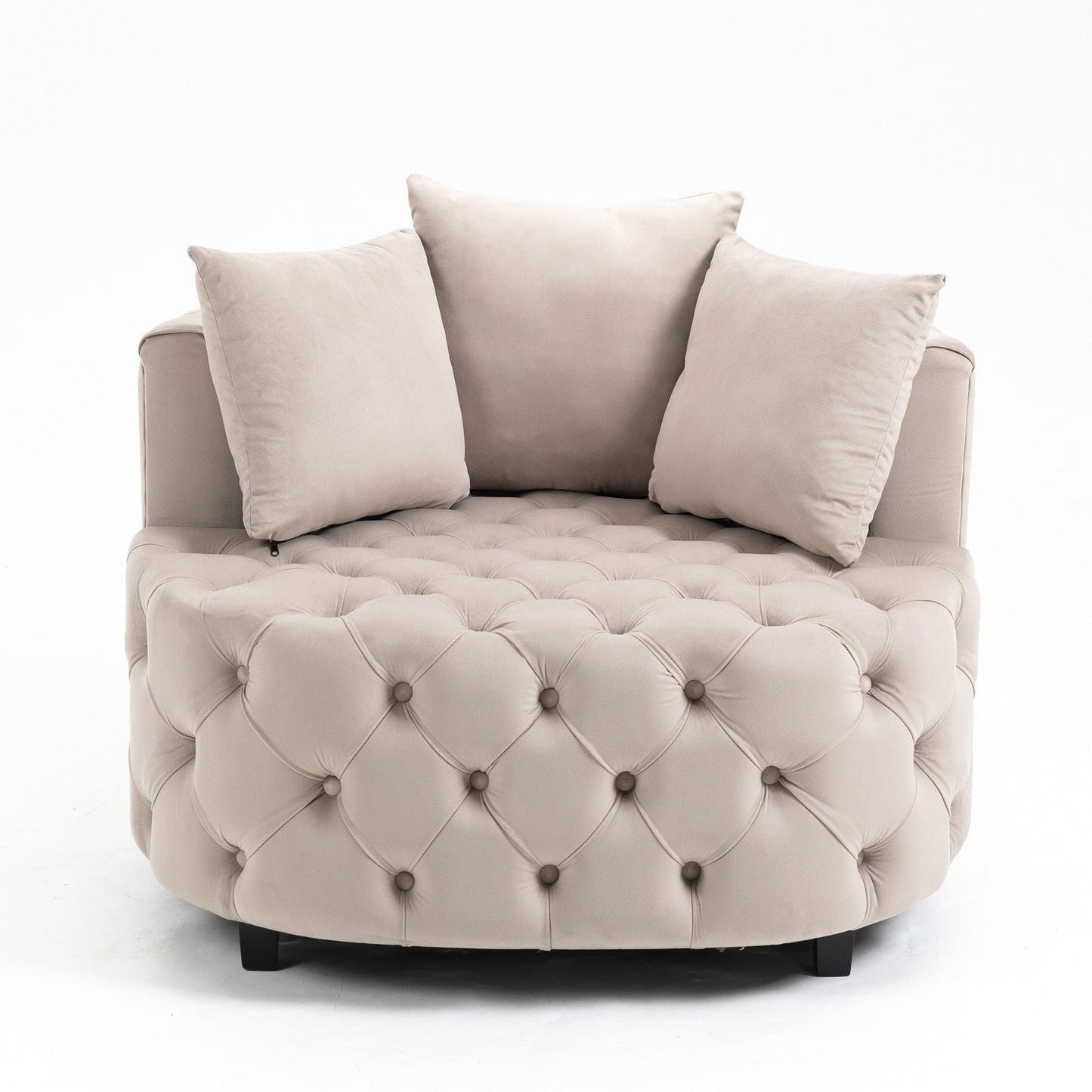 Matthias Plush Velvet Barrel Chair with Solid Wood Legs - Available in 3 Colors