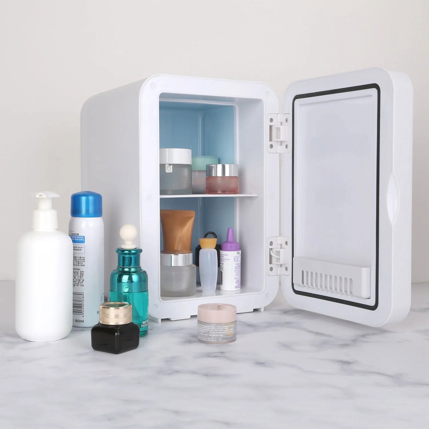 Multifunctional 6L Portable Skincare Fridge with HD Mirror and LED Light