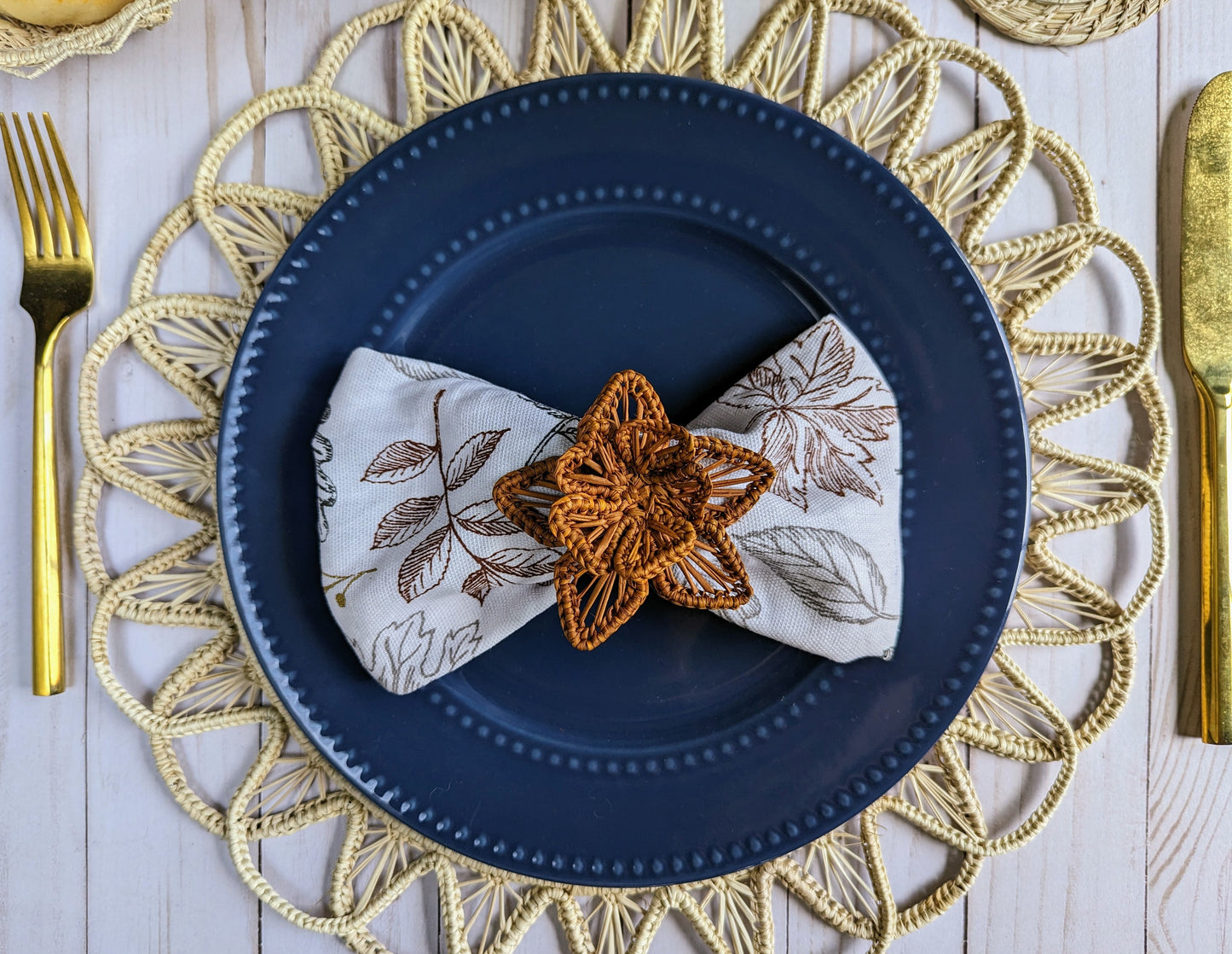 Thanksgiving Star Flower Woven Napkin Ring