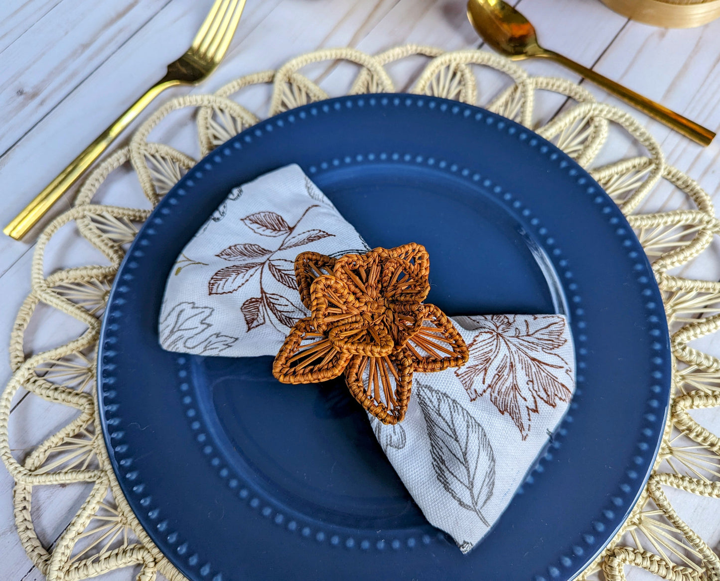 Thanksgiving Star Flower Woven Napkin Ring