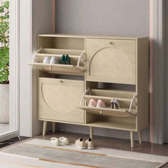 Rattan Shoe Storage Cupboard with Modern Design Default Title