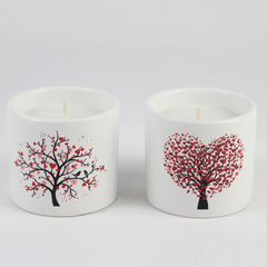 Love Tree Ceramic Candle Holder Set – 2-Piece Scented Candles