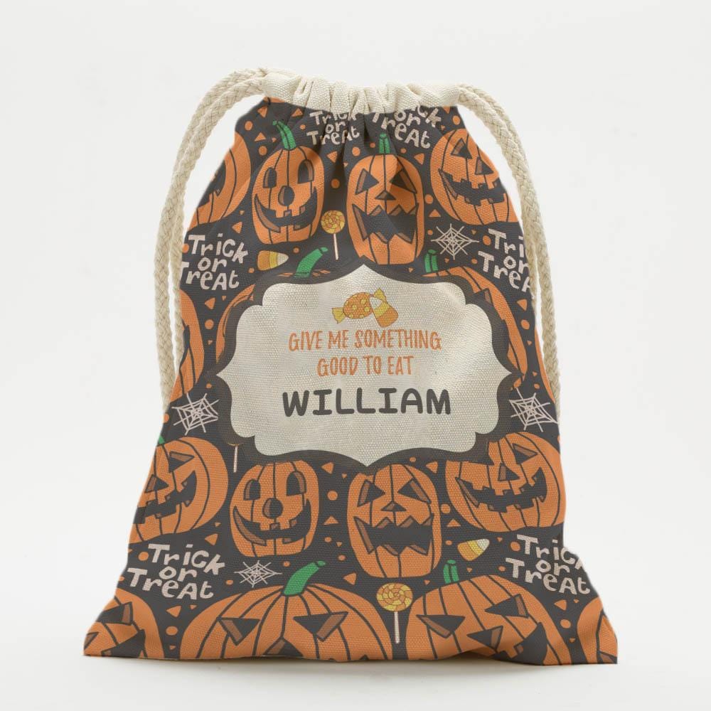 Exclusive - Sale | Bag Of Treats Custom Halloween Kids Drawstring Sack | Personalized Halloween Trick or Treat Bag Style 3