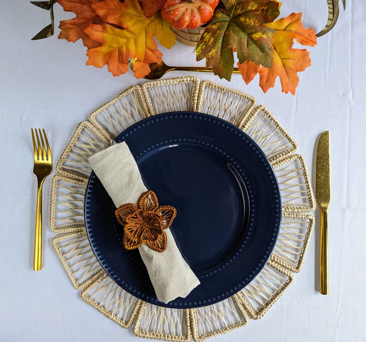 Thanksgiving Star Flower Woven Napkin Ring