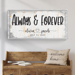 Always And Forever Couple Sign 60x30 inch Extra Large Premium Gallery Wrapped