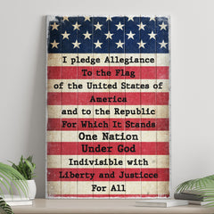America Pledge Allegiance Sign '36"x24"' inch Large Premium Gallery Wrapped