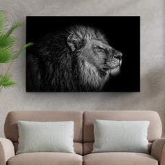 Black And White Lion Head Canvas Wall Art 36x24 inch Extra Large Premium Gallery Wrapped