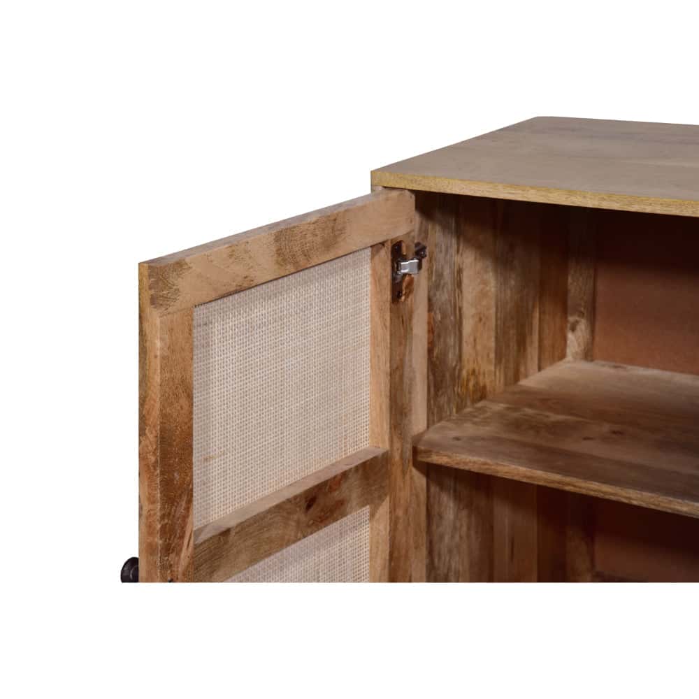 Handcrafted Accent Cabinet with 2 Mesh Rattan Doors