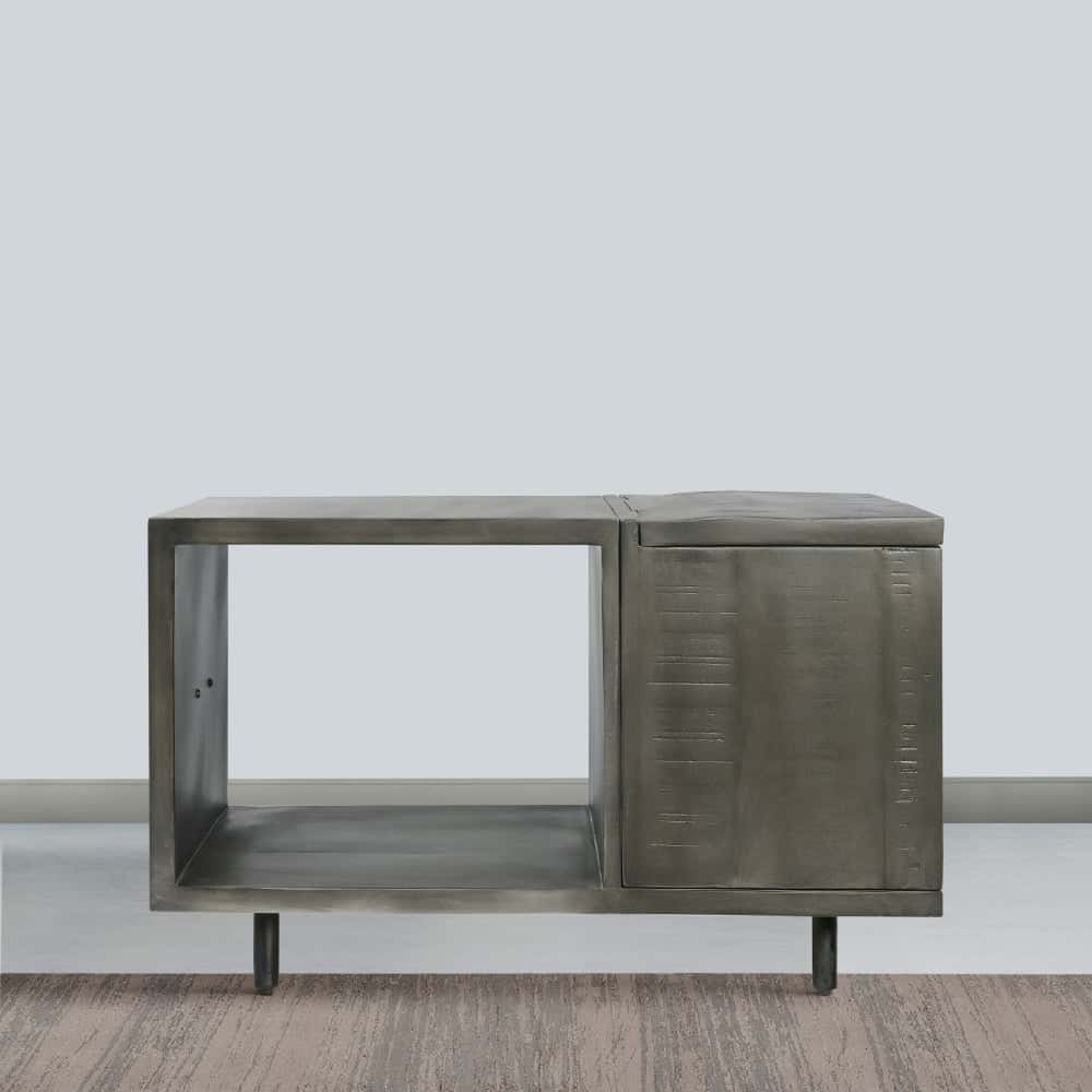 Handcrafted Coffee Table with Hinged Lift Top Storage in Charcoal Gray