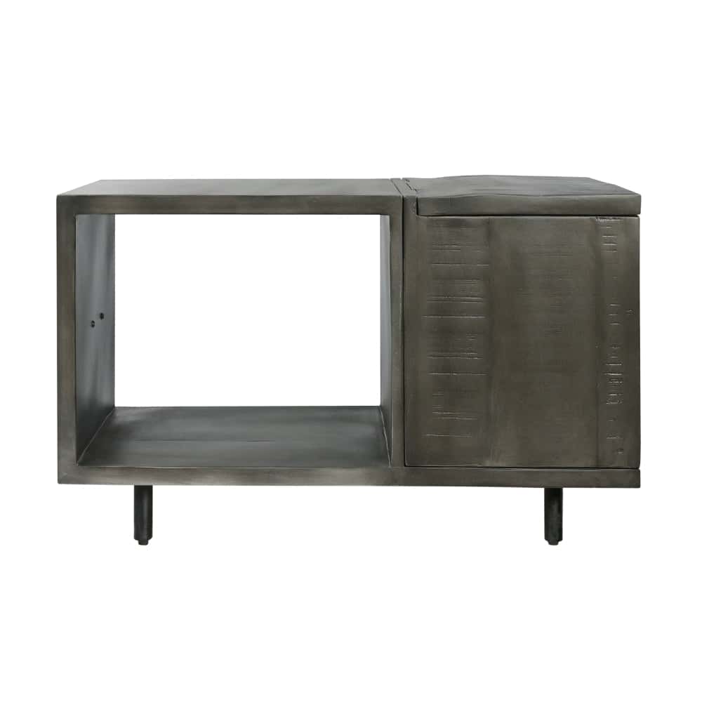Handcrafted Coffee Table with Hinged Lift Top Storage in Charcoal Gray