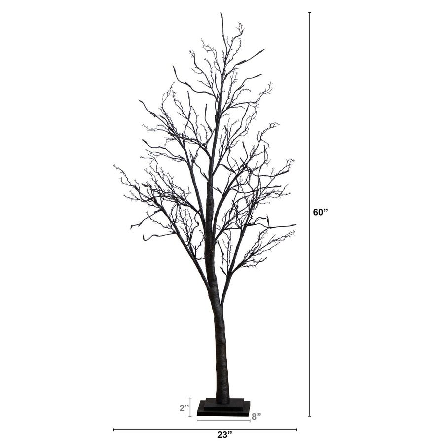 5’ Pre-Lit Halloween Deluxe Black Twig Artificial Tree with 102 Orange & Purple LED Lights