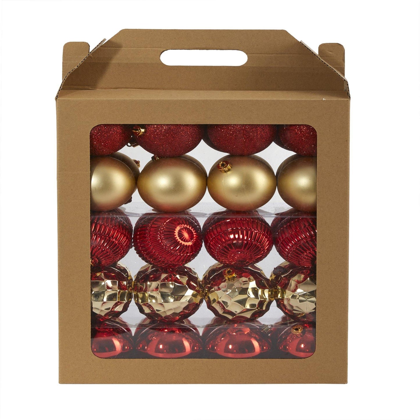 Holiday Shatterproof, 40 Count Christmas Tree Ornament Box Set, 80mm with Re-Useable Box Gold